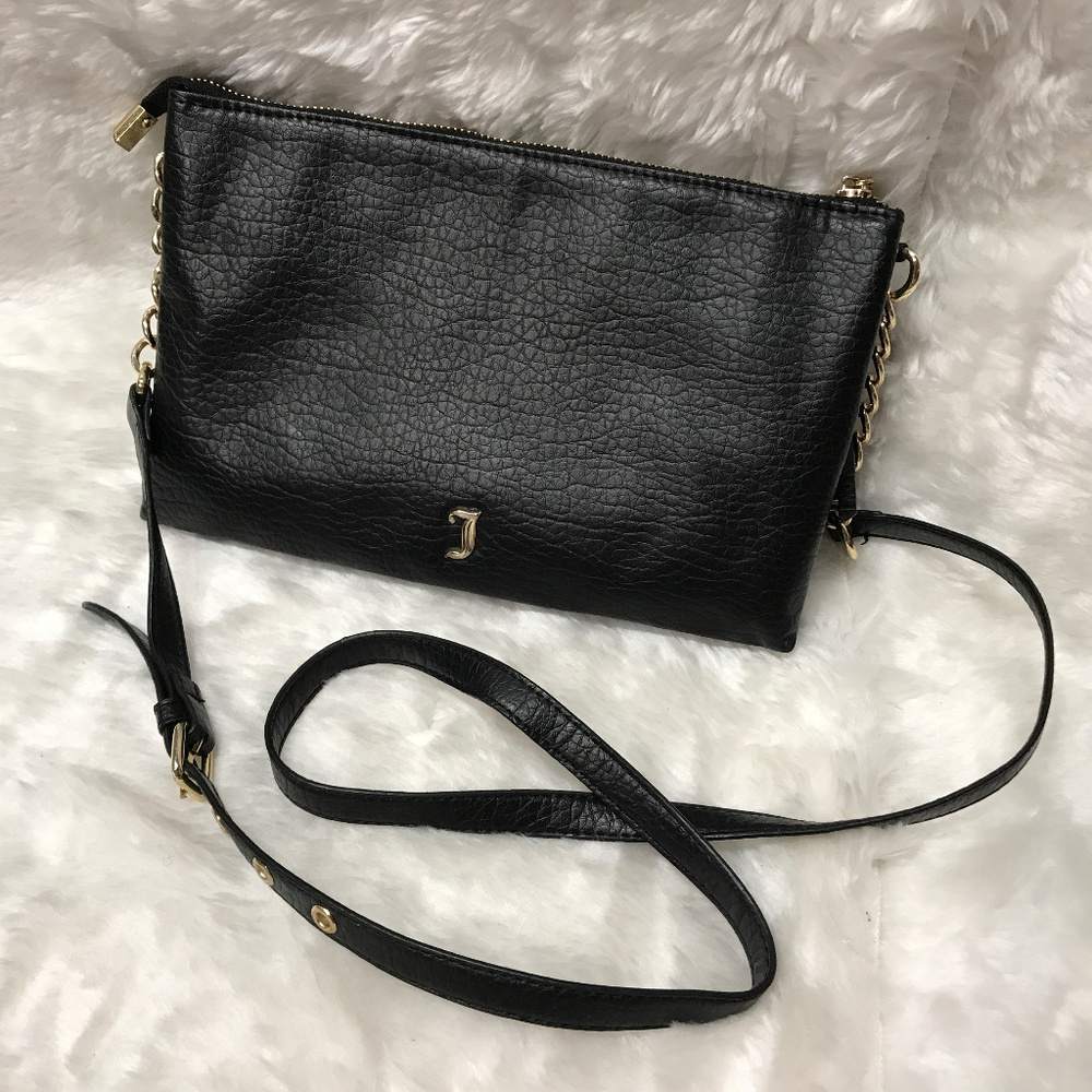 Juicy Couture black purse crossbody goldtone chains leather - Picture 1 of 8
